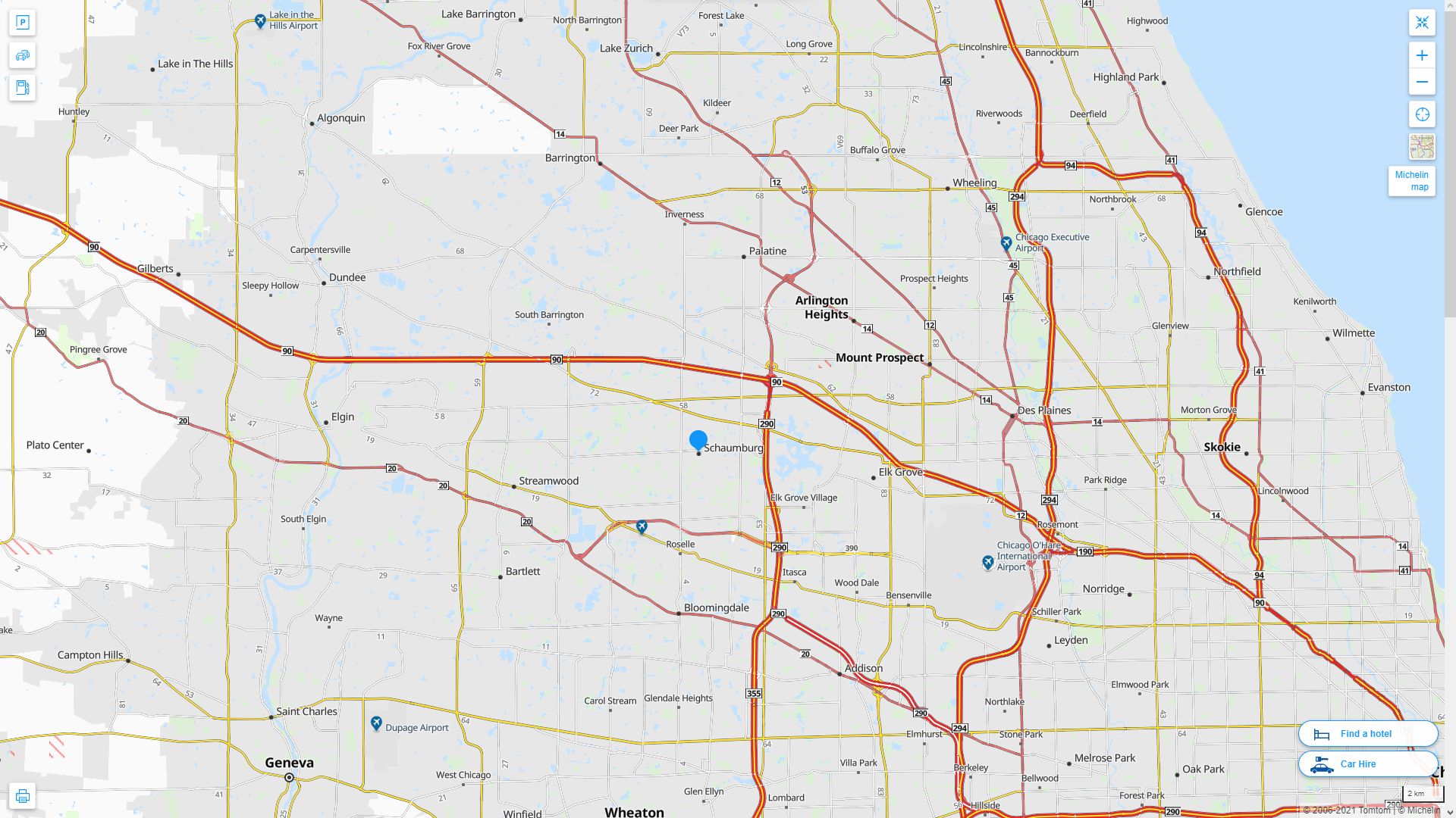 Schaumburg illinois Highway and Road Map